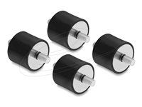 Delock - Vibration damper - M6 x 1 mm, 25 mm diameter, 20 mm height, with 2 x external thread - cerná (balení 4)