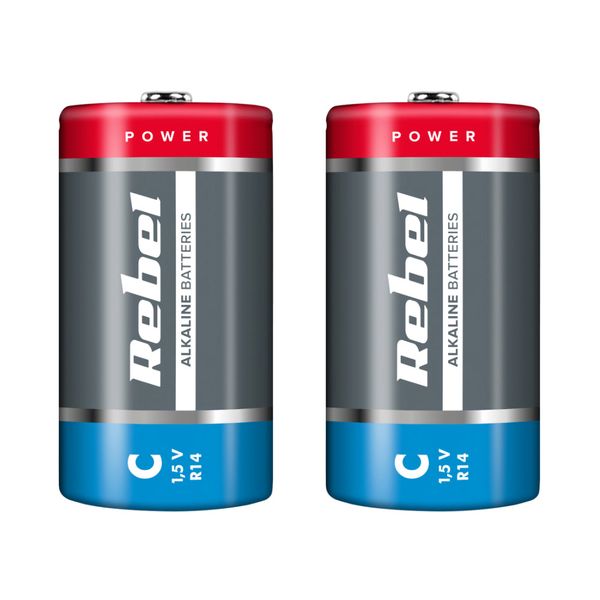 Baterie C (R14) alkalická REBEL Alkaline 2ks / shrink BAT0063