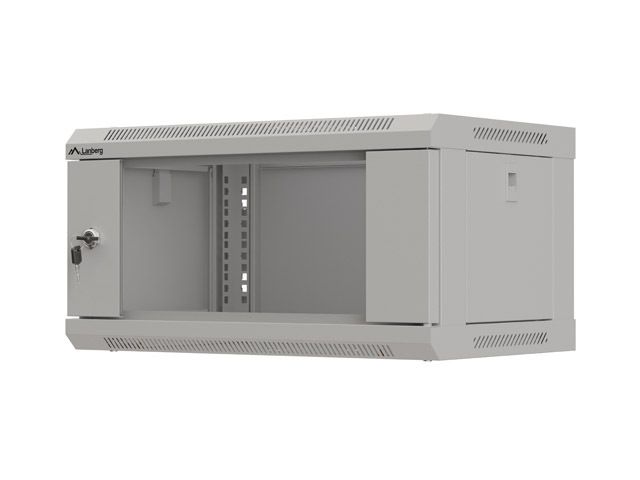 Lanberg racková skříň 19" nástěnná 4u/540x350 (flat pack) s prosklenými dveřmi šedá