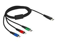 Kabel pouze pro nabíjení - USB-C s piny (male) do Micro USB typ B, Lightning, USB-C s piny (male) - 1 m - černá