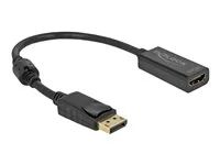 Video adaptér - DisplayPort s piny (male) s jazýčkem do HDMI se zdířkami (female) - 20 cm - černá - pasivní, podpora 4K30Hz