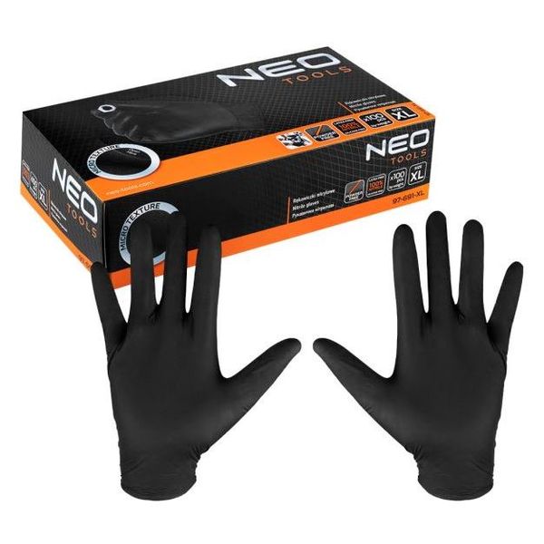 NEO 97-691-XL Nitrilové rukavice, černé, XL 100 ks