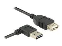 Prodlužovací šňůra USB - USB (M) levý/pravý úhel, reverzibilní do USB (F) - USB 2.0 - 50 cm - černá