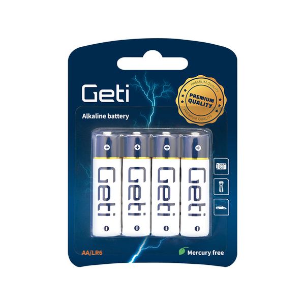 Baterie AA (LR6) alkalická GETI 1,5V Blistr 4 ks