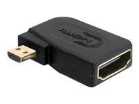 HDMI adaptér - 19 pin micro HDMI Type D s piny (male) do HDMI se zdířkami (female) - konektor 90°