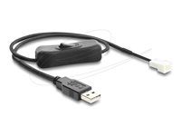 Delock - Napájecí kabel vetráku - USB (M) do 3 pinový konektor ventilátoru (M) - 5 V - 50 cm - spínac zapnutí/vypnutí