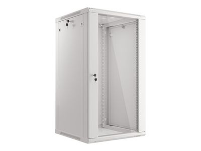 Lanberg 19" racková skříň pro montáž na stěnu 22u/600x600 (flat pack) s prosklenými dveřmi šedá V2