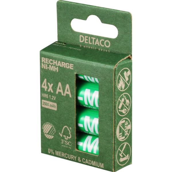 DELTACO RECHARGE, Baterie NiMH AA, HR6 4ks