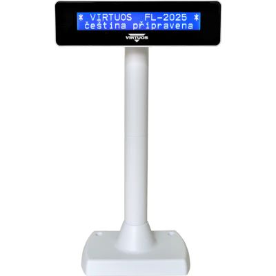LCD zákaznický displej Virtuos FL-2025MB 2x20, USB bílý