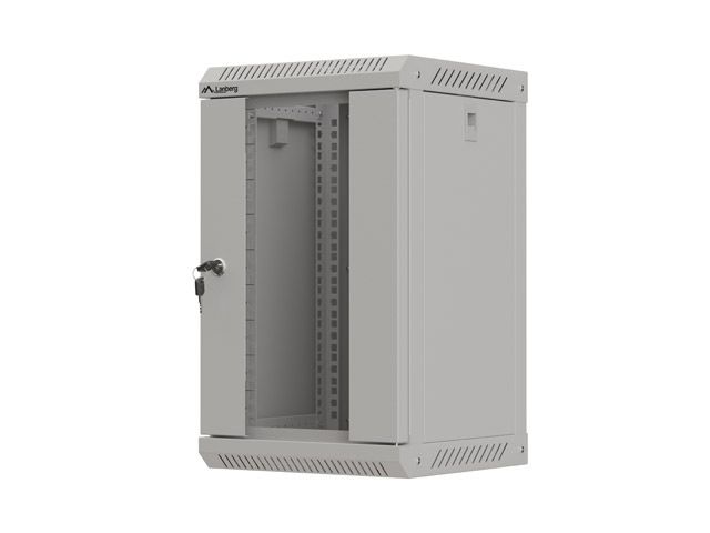 Lanberg racková skříň 10" nástěnná 9u/300x300 (flat pack) s prosklenými dveřmi šedá