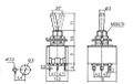 Přepínač páčkový 3pol./9pin ON-OFF-ON 12V