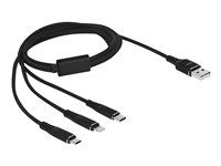 Kabel Lightning pouze pro napájení - USB s piny (male) do Micro USB typ B, Lightning, USB-C s piny (male) - 1 m - černá