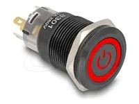 Push Switch for Installation black 19 mm