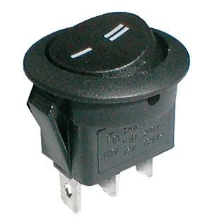 Kolébkový přepínač kulatý 2pol./3pin ON-ON 250V/6A černý