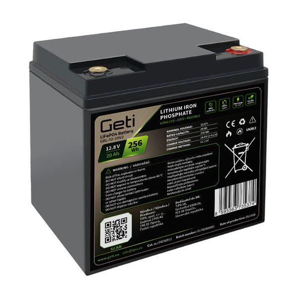 Baterie LiFePO4 12,8 V 20 Ah GETI GBL-12-20V2