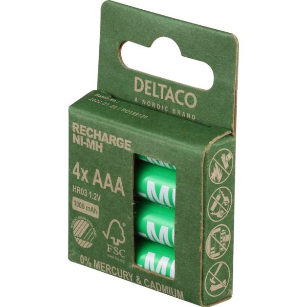 DELTACO RECHARGE, Baterie NiMH AAA, HR03 4ks
