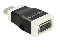 Video / audio adaptér - HDMI s piny (male) do HD-15 (VGA), mini-phone stereo 3.5 mm se zdířkami (female) - černá, bílá