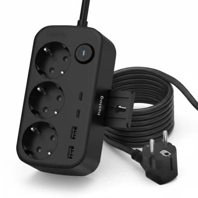 Nabíjacia stanica Huslog 15W 3xzásuvka, 2xUSB-C, 2xUSB, 1x držiak na telefón čierna