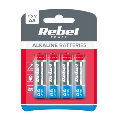 Baterie AA (R6) alkalická REBEL Alkaline Power 4ks / blister BAT0061B