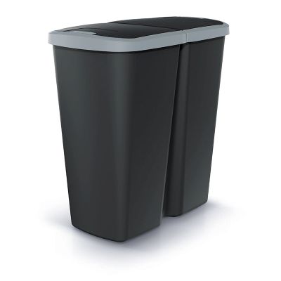 Koš odpadkový COMPACTA Q DUO černá se světle šedým víkem 45l