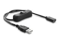 Delock - Elektrický kabel - USB (M) do USB-C (F) - 5 V - 1.5 A - 50 cm - spínač zapnutí/vypnutí - černá