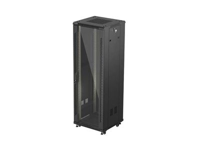 Lanberg 19" volně stojící racková skříň 37u/600x600 (flat pack) s prosklenými dveřmi černá