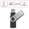 HAMA Rotate, USB Klíč, 64GB, stříbrný/černý