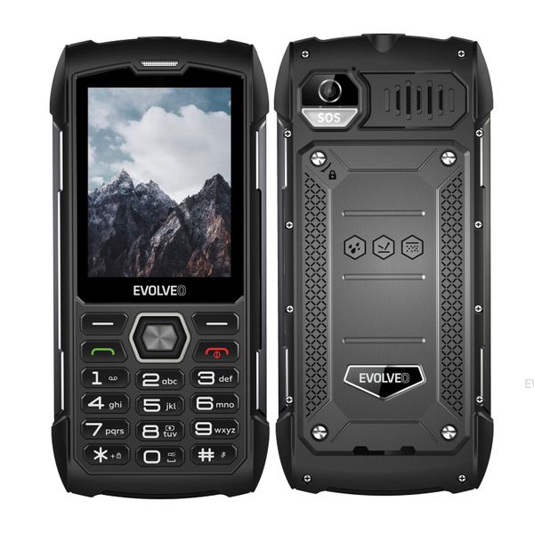 EVOLVEO StrongPhone H1, IP68 odolný Dual SIM telefon, 2,8"LCD, 5000mAh, Powerbanka, černo-šedý