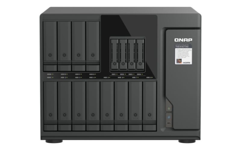 QNAP TVS-h1677AX-R5-16G (AMD Ryzen 5, ZFS, 16GB DDR5 RAM, 12x 3,5"+ 4x 2,5", 2x 2,5GbE, 2x 10GbE)