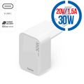 HAMA GaN, rychlonabíječka, 1x USB-C PD/QC, 30W, bílá