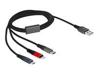 Kabel Lightning pouze pro napájení - USB s piny (male) do Micro USB typ B, Lightning, USB-C s piny (male) - 1 m - černá