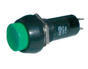 Tlačítkový spínač kulatý ON-OFF 250V/1A zelený