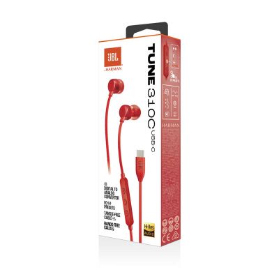 JBL Tune 310 USB-C, Sluchátka, červená