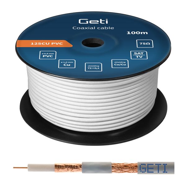 Koaxiální kabel GETI 125CU PVC (100m cívka)