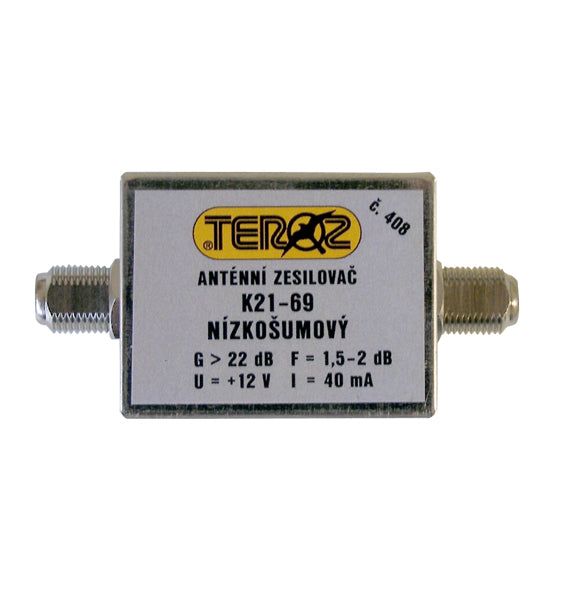 Anténní zesilovač TEROZ 408X, UHF, G22dB, F1,5dB,U99dBµV, F-F