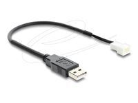 Delock - Napájecí kabel vetráku - USB (M) do 3 pinový konektor ventilátoru (M) - 5 V - 20 cm
