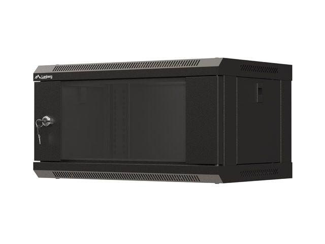 Lanberg racková skříň 19" nástěnná 4u/540x350 (flat pack) s prosklenými dveřmi černá