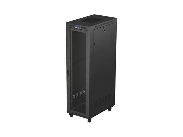 19" Volně stojící racková skříň 42u/600x1000 (flat pack) se síťovými dveřmi lcd černá lanberg V2