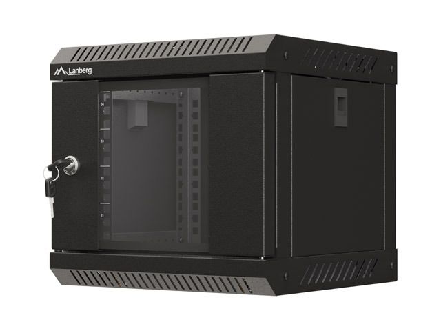 Lanberg racková skříň 10" nástěnná 4u/300x300 (flat pack) s prosklenými dveřmi černá