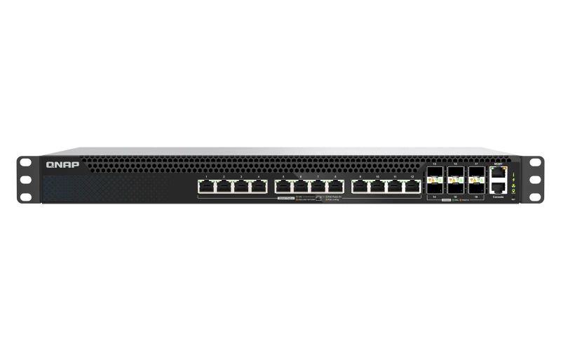 QNAP riadený switch QSW-M5218P-6F12T (6x 25GbE SFP28 port, 12x 10GbE PoE RJ45 port, L3)