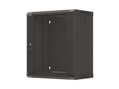 Lanberg 19" racková skříň pro montáž na stěnu 12u/540x350 (ploché balení) s prosklenými dveřmi černá