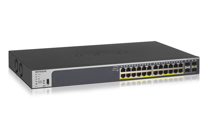NETGEAR 24-Port Gigabit PoE+ (190W) SmartManaged Pro Switch with 4 SFP Ports