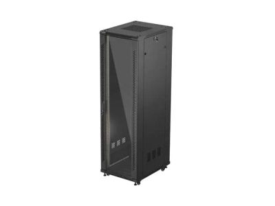 Lanberg 19" volně stojící racková skříň 42u/600x800 (flat pack) s prosklenými dveřmi černá