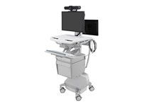 Vozík (pouze nabíjení) - otevřená architektura - pro 2 LCD displeje / PC vybavení - zdravotní - plast, hliník, pozinkovaná ocel - šedá, bílá, leštěný hliník - velikost obrazovky: až 24" - výstup: AC 230 V - 66 Ah - olovo-kyselina - kompatibilní s TAA