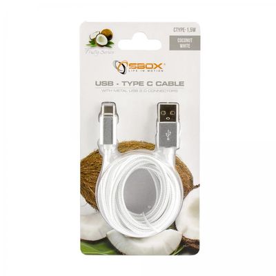 SBOX USB-TYPEC-15W Kabel USB 2.0/TypeC 1,5m bílý