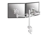 Montážní sada - plný pohyb - pro 2 LCD displeje - stříbrná - velikost obrazovky: 10"-24" - upevnění svorkou, upevnitelné na stůl
