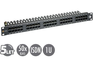 19" ISDN panel Solarix 50 x RJ45 černý 1U SX50-ISDN-BK