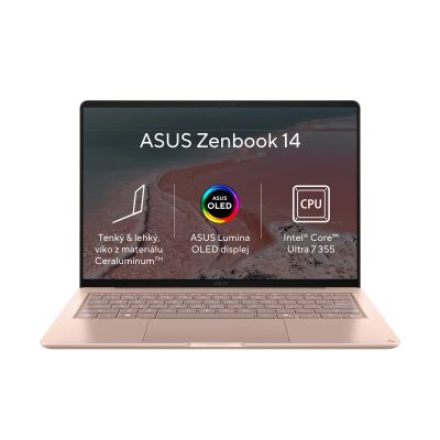ASUS Zenbook 14/UX3480AA-OLED249W/U7-355/14''/2880x1800/24GB/512GB/Intel int/W11H/Pink/2R