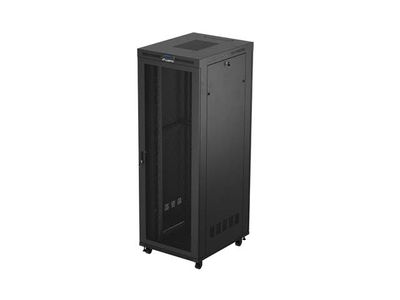 19" Volně stojící racková skříň 47u/800x1000 (flat pack) se síťovými dveřmi lcd černá lanberg V2