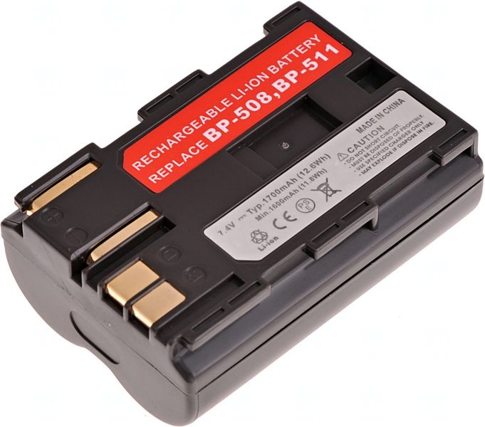 Baterie T6 Power Canon BP-508, BP-511, BP-511A, BP-512, BP-514, 1600mAh, 11,8Wh, hnědá